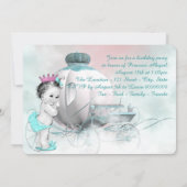 Meisjes Prinses 1e verjaardagsfeestje Kaart (Achterkant)