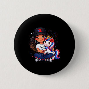 Meisjes prinses eenhoorn boricua vlag peuter puert ronde button 5,7 cm