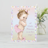 Meisjes prinses Floral Baby shower Kaart (Staand voorkant)