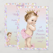 Meisjes prinses Floral Baby shower Kaart (Voorkant / Achterkant)