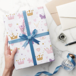 Meisjes Prinses Kroon Verjaardag Cadeaupapier