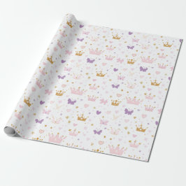 Meisjes Prinses Kroon Verjaardag Cadeaupapier
