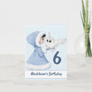 Meisjes Prinses Verjaardag Uil Winter Kaart