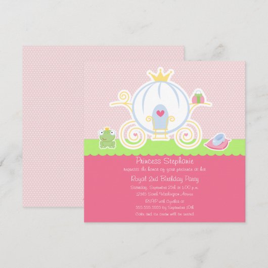 Meisjes prinses verjaardagsfeestje uitnodiging (Voorkant / Achterkant)