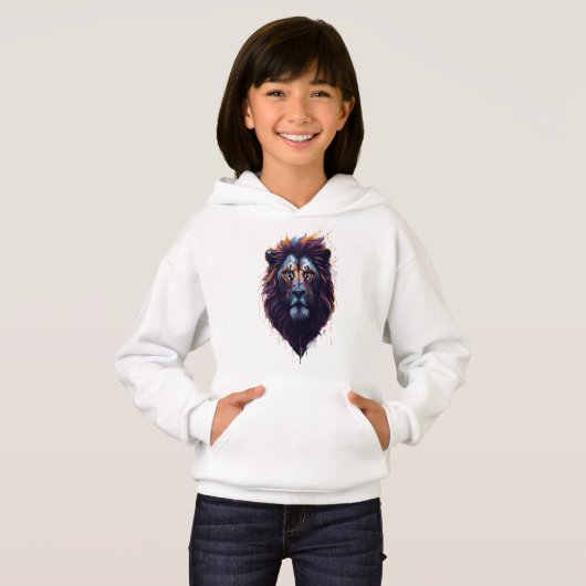 Meisjes pullover hoodie | Leeuw (Voorkant volledig)