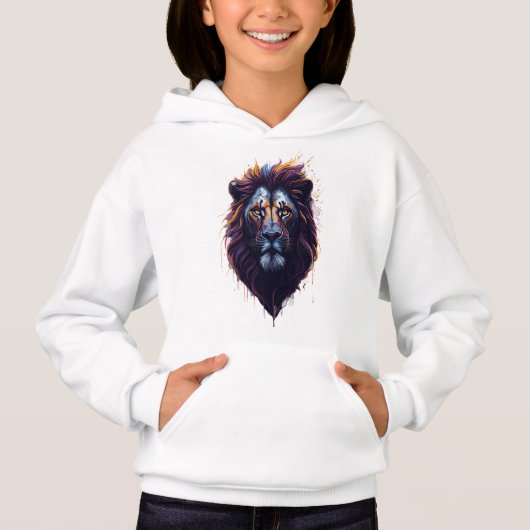 Meisjes pullover hoodie | Leeuw (Voorkant)