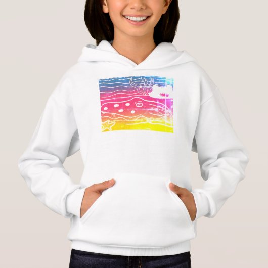 Meisjes Pullover Hoodie Rainbow Inktvis (Voorkant)