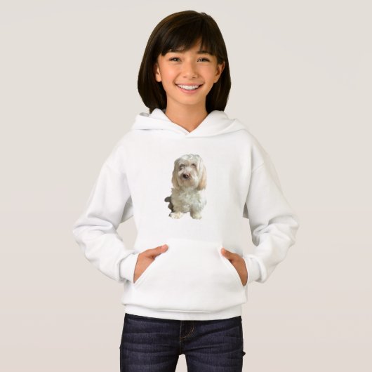 Meisjes Pullover Hoodie Wit Havanese (Voorkant volledig)