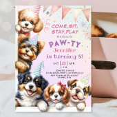 Meisjes Puppy Hond Pawty 9e Verjaardag uitnodiging