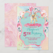 Meisjes Puppy Hond Verjaardagsfeestje Uitnodiginge Kaart (Voorkant / Achterkant)