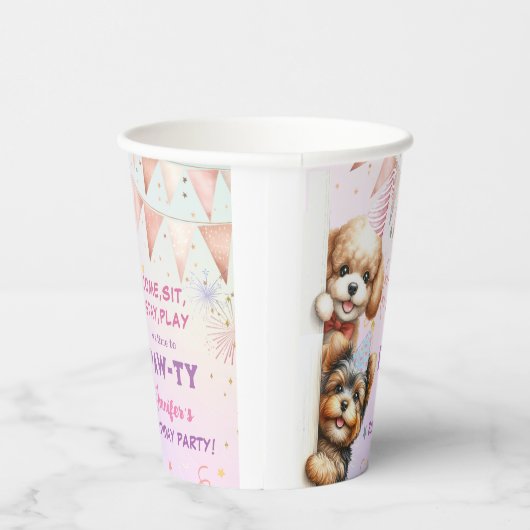 Meisjes puppy laat pawty verjaardag papieren bekers (Rechts)