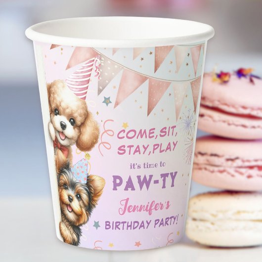 Meisjes puppy laat pawty verjaardag papieren bekers