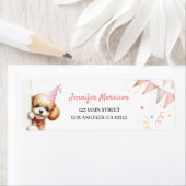 Meisjes Puppy Lets Pawty Verjaardagsfeestadres Etiket (Insitu)