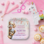 Meisjes Puppy Lets Pawty Verjaardagspapier Bord (Feest)