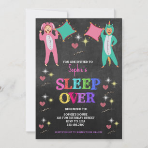 Meisjes Pyjama Feest,Sleepover Feest,Slaap Verjaar Kaart