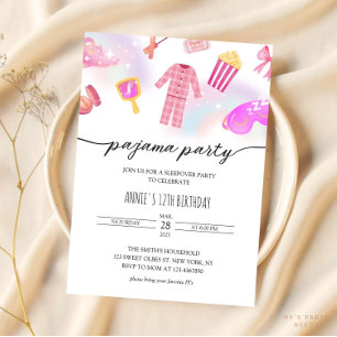 Meisjes Pyjama Sleepover Glam Slumber Verjaardag Kaart