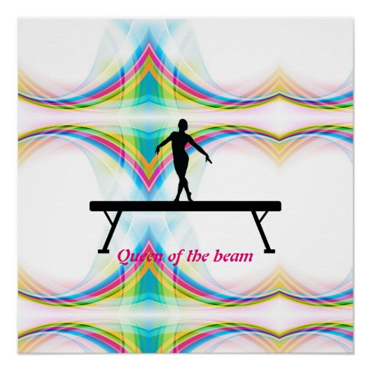 Meisjes "Queen of the beam" Gymnastiek Glossy Post Perfect Poster (Voorkant)