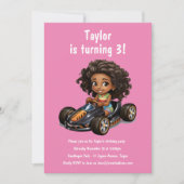 Meisjes Race Auto Kids Verjaardagsfeestje Kaart (Voorkant)