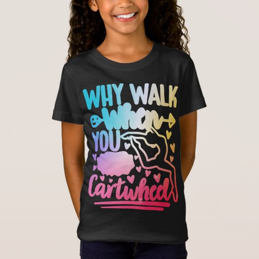 Meisjes Rainbow Cartwheel Gymnastiek Dans Cheer T-shirt (Voorkant)