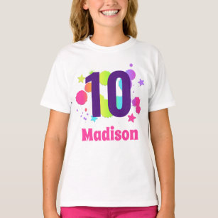 Meisjes Rainbow Glow Verjaardagsfeestje Leeftijd S T-shirt