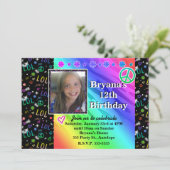 Meisjes Rainbow LOL Verjaardagsfeest Fotouitnodigi Kaart (Staand voorkant)