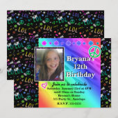 Meisjes Rainbow LOL Verjaardagsfeest Fotouitnodigi Kaart (Voorkant / Achterkant)