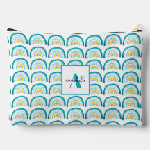Meisjes Rainbow turquoise monogram