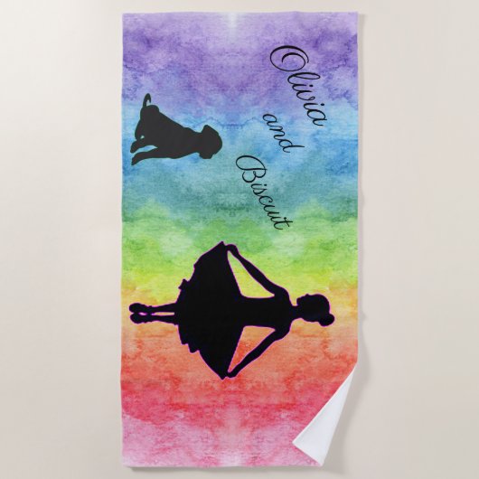 Meisjes Rainbow Waterverf Dancer en Dog Strandlaken (Voorkant)