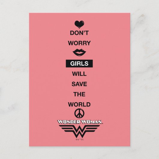 Meisjes redden de wereldwondervrouw briefkaart (Voorkant)