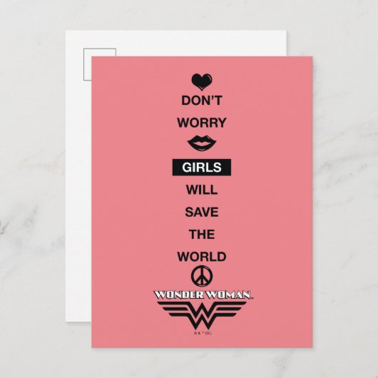 Meisjes redden de wereldwondervrouw briefkaart (Voorkant / Achterkant)