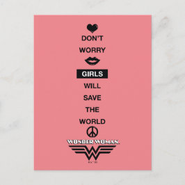 Meisjes redden de wereldwondervrouw briefkaart