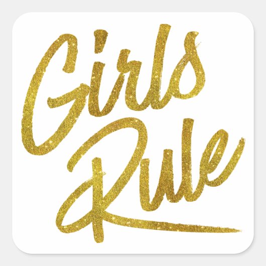 Meisjes Regel Goud Faux Folie Metallic Glitter Quo Vierkante Sticker (Voorkant)