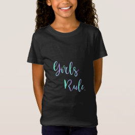 Meisjes Regel - Groene Paarse Tekst, Zwart Cool T-shirt