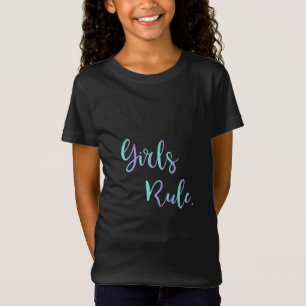 Meisjes Regel - Groene Paarse Tekst, Zwart Cool T-shirt