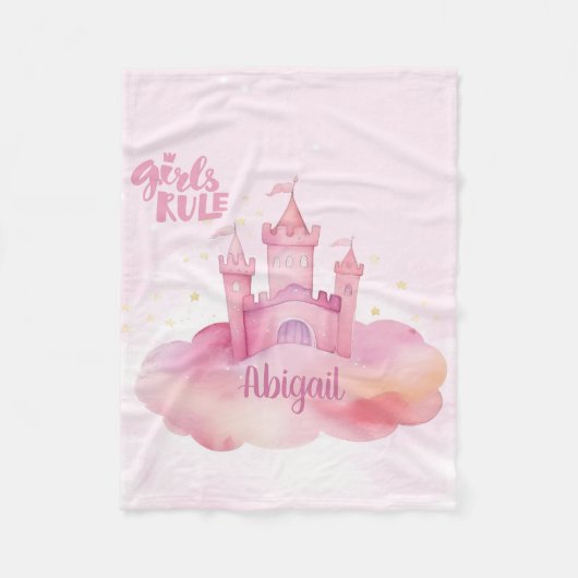 Meisjes Regel Palace op de Pink Cloud waterverf Fleece Deken (Voorkant)