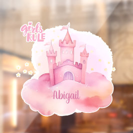 Meisjes Regel Palace op de Pink Cloud waterverf Raamsticker