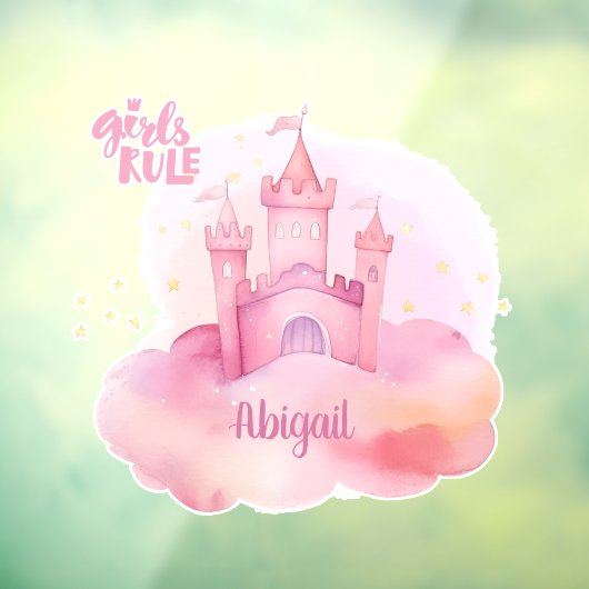 Meisjes Regel Palace op de Pink Cloud waterverf Raamsticker (Vel 3)