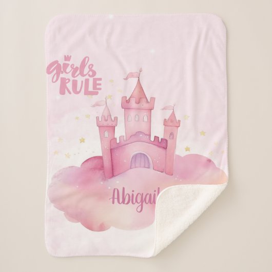 Meisjes Regel Palace op de Pink Cloud waterverf Sherpa Deken (Voorkant)