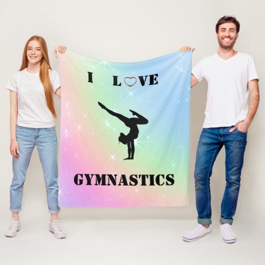 Meisjes Regenboog "I Love Gymnastics" Fleece Deken (In situ)