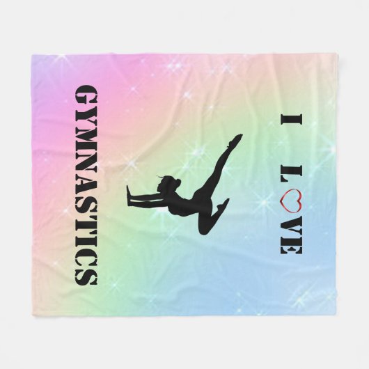 Meisjes Regenboog "I Love Gymnastics" Fleece Deken (Voorkant (Horizontaal))