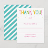 Meisjes Regenboog Invul Dankjewaar Auto Notitiekaartje (Voorkant / Achterkant)