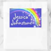 Meisjes regenboog naam blauw id label sticker (Tas)