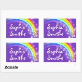 Meisjes regenboog naam paarse id label sticker (Vel)