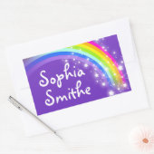 Meisjes regenboog naam paarse id label sticker (Envelop)