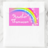 Meisjes regenboog naam roze id label sticker (Tas)