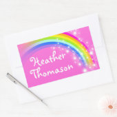 Meisjes regenboog naam roze id label sticker (Envelop)