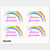 Meisjes regenboog naam wit roze id label sticker (Vel)