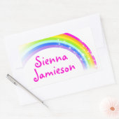 Meisjes regenboog naam wit roze id label sticker (Envelop)