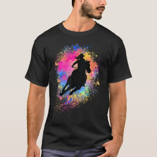 Meisjes Regenboog Rodeo Silhouet Vrouwelijk Paard T-shirt