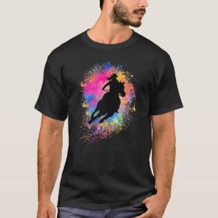 Meisjes Regenboog Rodeo Silhouet Vrouwelijk Paard T-shirt